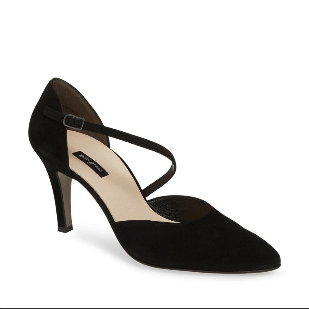 Paul Green Black Suede Womens Valetta d'Orsay Pumps, size 9
